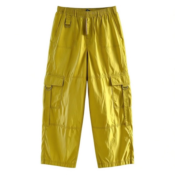 wild fable Pants - Wild Fable Yellow Cargo Pants L - Lightweight Cotton Material Elastic Waistband